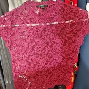 Sheer Lace maroon shirt